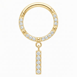 Titanium Ring Crystal Pave Dangling Bar Clicker