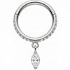 Titanium Ring Marquise Drop Gemstone Row Clicker