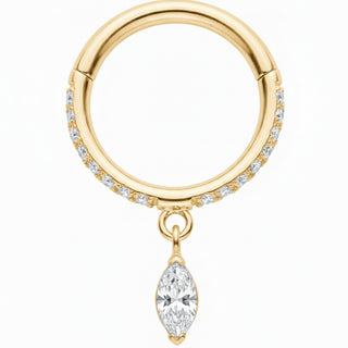 Titanium Ring Marquise Drop Gemstone Row Clicker