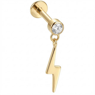 Titane Labret Pendentif Éclair et Cristal Filetage Interne