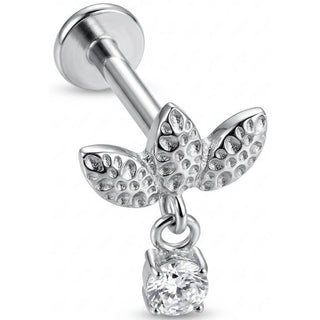 Titane Labret Trio Feuilles Texturées Pendentif Filetage Interne