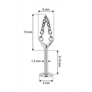 Titane Labret Forme V Avec Chaîne Pendante Filetage Interne