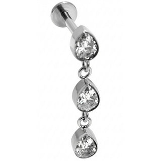 Titane Labret Cascade Cristaux Gouttes Filetage Interne