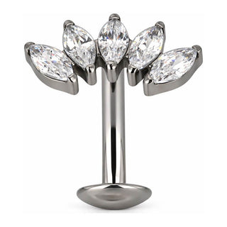 Titanium Belly Button Piercing Five Marquise Fan Push-In