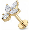 Titane Labret Fleur de Lotus en Cristal Filetage Interne