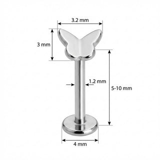 Titane Labret Top Silhouette Papillon Délicat Filetage Interne