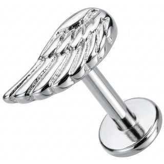 Titane Labret Aile d'Ange Détaillée Filetage Interne