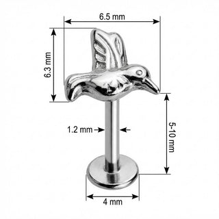 Titane Labret Petit Colibri en Vol Filetage Interne