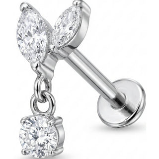 Titane Labret Duo Feuilles Marquise Et Pendentif Filetage Interne