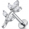 Titane Labret Branche Courbée Feuilles Marquise Filetage Interne