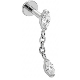 Titane Labret Double Marquise et Chaîne Filetage Interne