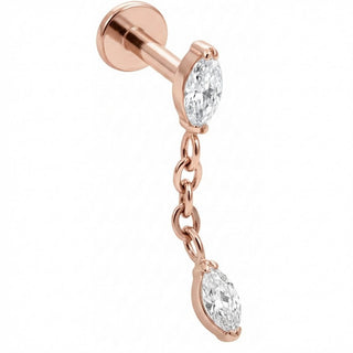 Titanium Labret Double Marquise Chain Drop