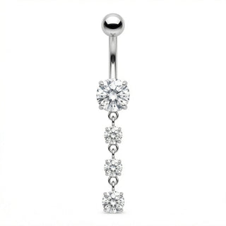 Titanium Belly Button Piercing Cascading Crystal Drops