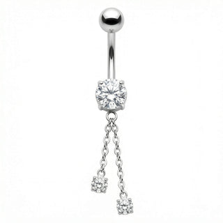 Titanium Belly Button Piercing Gemstone With Dangling Chains