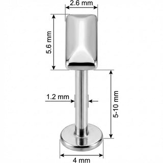 Titane Labret Barre Rectangulaire Géométrique Filetage Interne