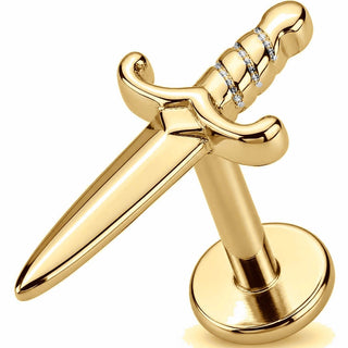 Titanium Labret Sharp Dagger Blade Internally Threaded