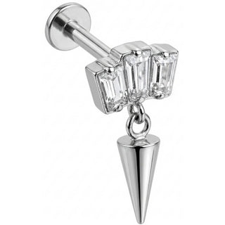 Titane Labret Trio Baguette Et Pendentif Pointe Filetage Interne