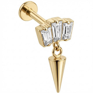 Titane Labret Trio Baguette Et Pendentif Pointe Filetage Interne
