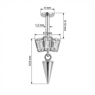 Titane Labret Trio Baguette Et Pendentif Pointe Filetage Interne
