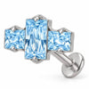 Titanium Labret Triple Geometric Cut Internally Threaded