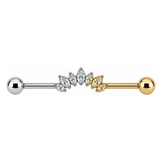 Titanium Industrial Barbell Marquise Crystal Fan Internally Threaded