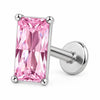 Titanium Labret Rectangular Zirconia Prong Setting Internally Threaded