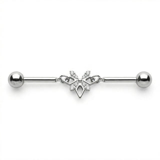 Titanium Industrial Barbell Geometric Crystal Butterfly