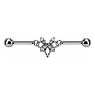 Titanium Industrial Barbell Geometric Crystal Butterfly Internally Threaded