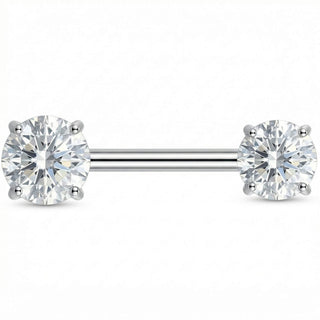 Titanium Nipple Piercing Twin Round Clear Stones