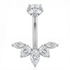 Titanium Belly Button Piercing Marquise Gemstone Fan Cluster