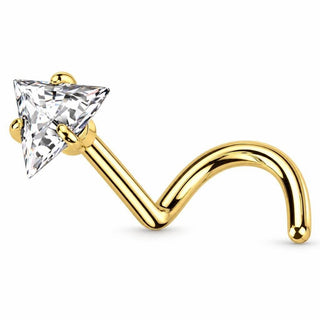 Titanium Nose Screw Triangle Stone Prong Setting Push-In