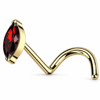 Titanium Nose Screw Marquise Cut Clear Stone Push-In
