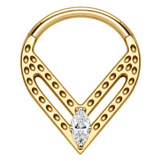 Titanium Ring Triangle Marquise Zirconia Clicker