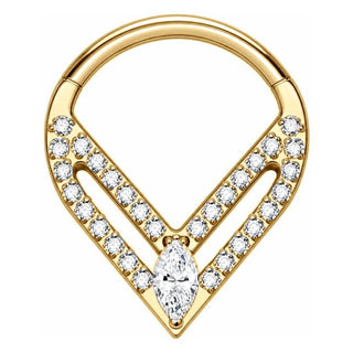Titanium Ring Triangle Marquise Zirconia Clicker