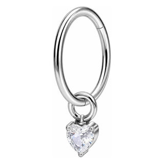 Titanium Ring Heart Zirconia Dangle Clicker