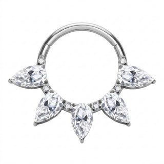 Titanium Ring 5 Marquise Zirconias Clicker