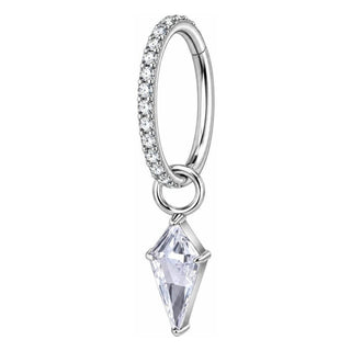 Titanium Ring Rhombus Dangle Zirconia Clicker
