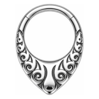 Titanium Ring Tribal Teardrop Clicker
