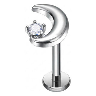 Titanium Labret Moon Zirconia Internally Threaded
