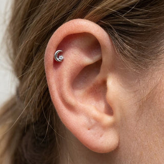 Titanium Labret Moon Zirconia Internally Threaded