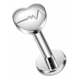 Titanium Labret Heart Heartbeat Internally Threaded