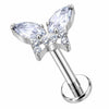 Titanium Labret Butterfly Zirconia Internally Threaded