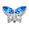 Titanium Top Butterfly With Clear Stones Internally Threaded