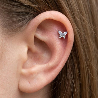 Titanium Labret Butterfly Zirconia Internally Threaded