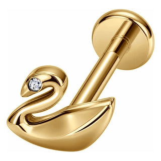 Titanium Labret Swan Zirconia Internally Threaded