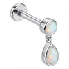 Titanium Labret Zirconia Opal Teardrop Dangle Internally Threaded