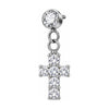 Titanium Top Dangling Cross With Stones Internally Threaded
