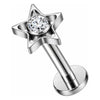 Titanium Labret Star Zirconia Internally Threaded