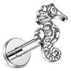 Titanium Labret Seahorse Internally Threaded