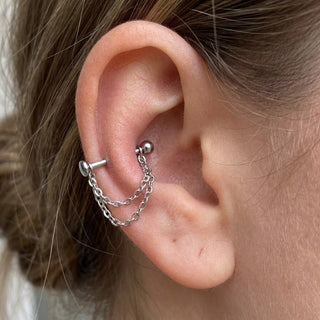Titanium Labret Double Chain
